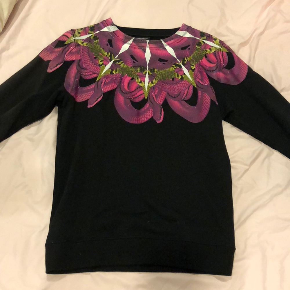 MARCELO BURLON Snakes Black Cotton Regular Fit Pullover Crewneck Sweater